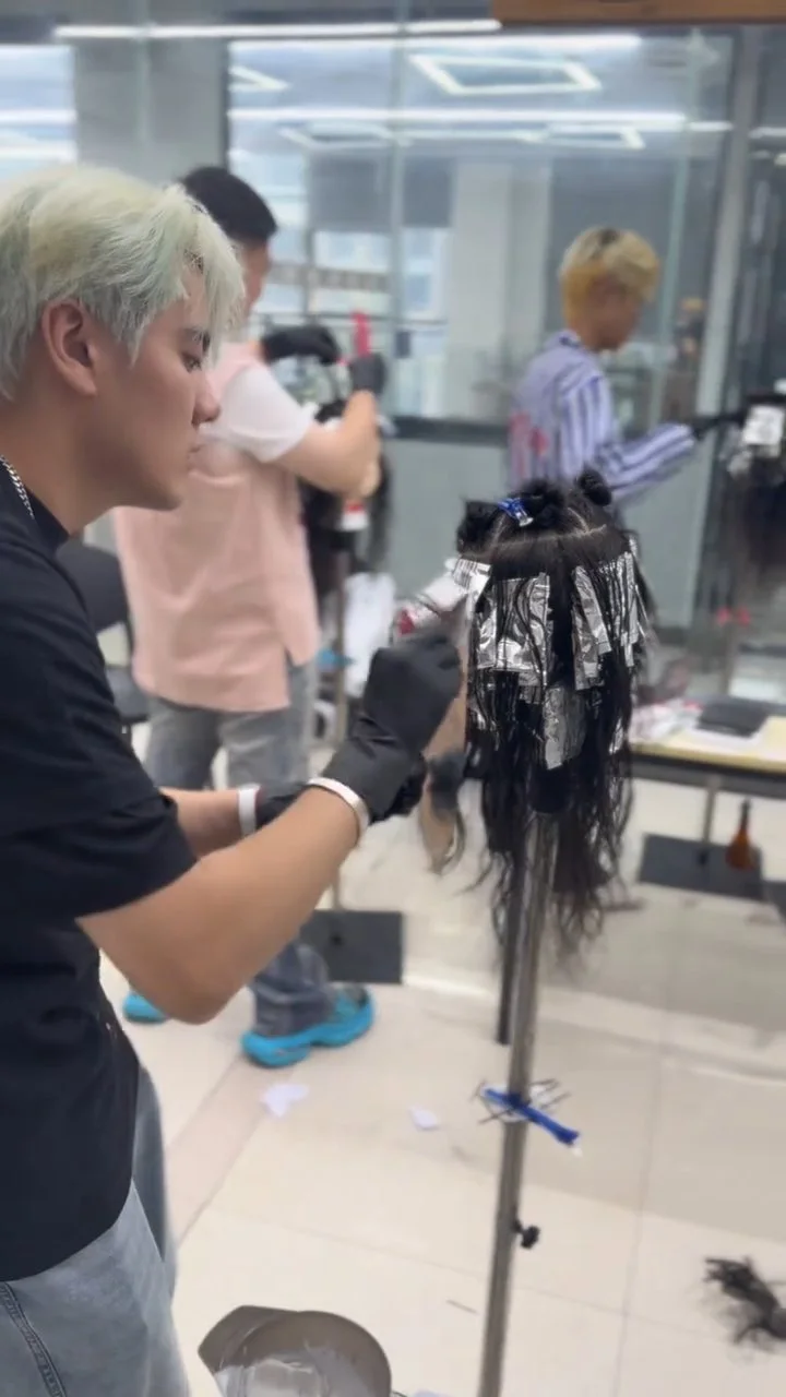 郑州富康美发学校学员烫染真人实操记录1